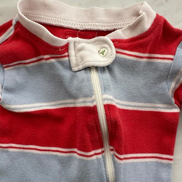 Burt’s Bees chunky striped sleeper 0-3 months blue red footed boys hand covers - Picture 2 of 8